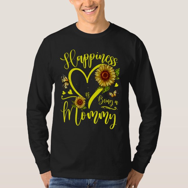 Sunflower Heart Happiness Is Being A Mommy T Shirt (Framsida)