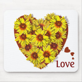 Sunflower Heart Mouse Pad Musmatta