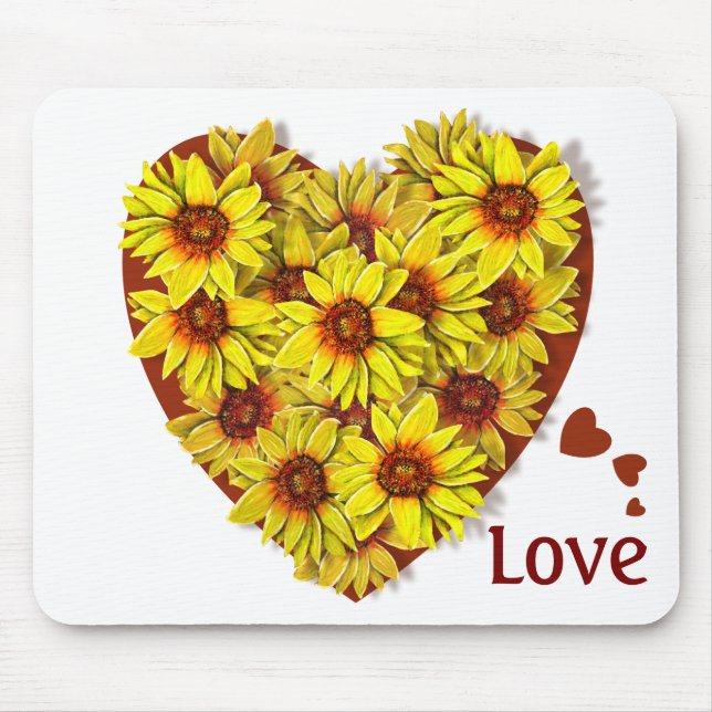 Sunflower Heart Mouse Pad Musmatta (Framsidan)