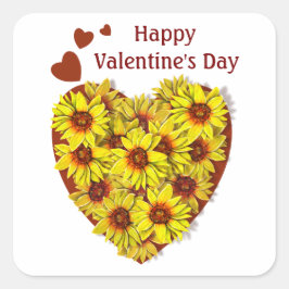 Sunflower Heart Sticker Fyrkantigt Klistermärke