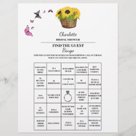 Sunflower Hitta Gästen Bröllopsdusch Bingo  Reklamblad