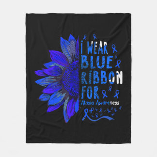 Sunflower I Wear Blue Ribbon for Ataxia Awareness  Fleecefilt