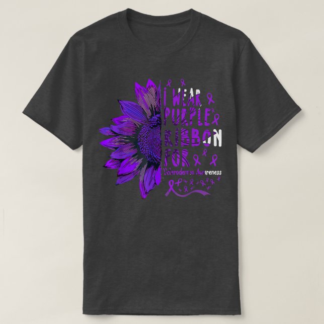 Sunflower I Wear Purple Ribbon for Scleroderma Awa T Shirt (Design framsida)