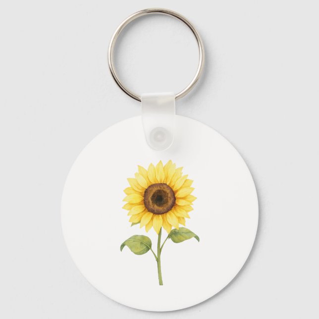 Sunflower Illustration — Bright Botanical Art Nyckelring (Framsida)