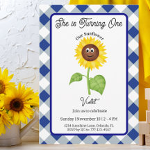 Sunflower Invitation Kids 1st Birthday Party Card