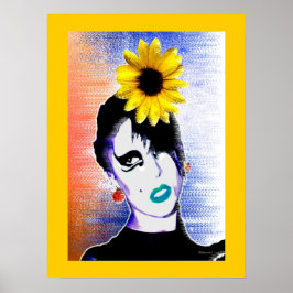 Sunflower Ladybug Watercolor Art  Poster