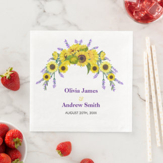 Sunflower & Lavender Vintage Floral Wedding Party  Pappersservett