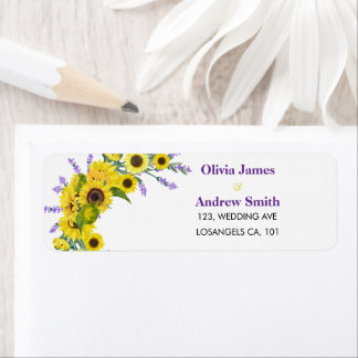 Sunflower & Lavender Wedding Return Address  Returadress Etikett