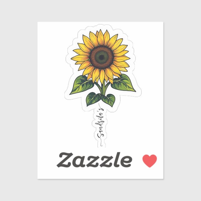 Sunflower leopard Handwritten Name Sticker Klistermärken (Ark)