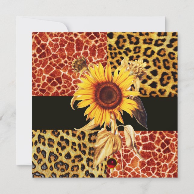 SUNFLOWER, LEOPARD OCH GIRAFFE PÄLS, RED RUBY INBJUDNINGAR (Framsida)