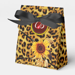 SUNFLOWER, LEOPARD PÄLS BOW SOMMER PARTY MONOGRAM PRESENTASKAR