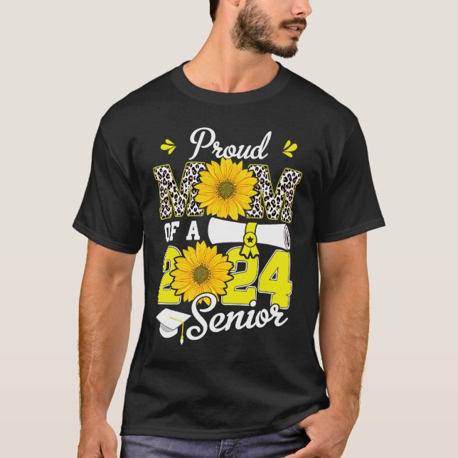 Sunflower Leopard  Proud Mom of a Class of 2024 24 T Shirt (Framsida)