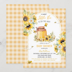 Sunflower Little Bee är på väg Baby Shower  Inbjudningar
