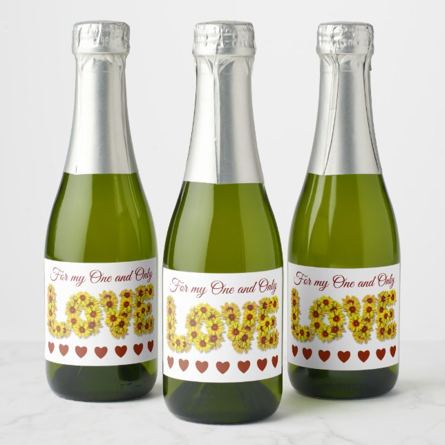 Sunflower Love Beverage Label Set (Flaskor)