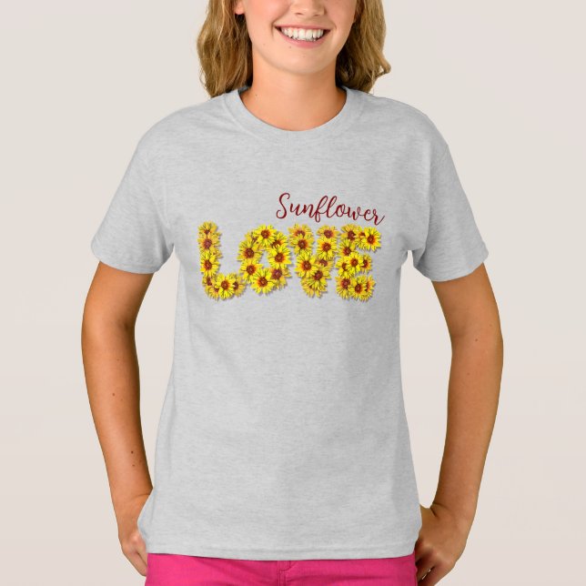 Sunflower Love Kids Top T Shirt (Framsida)