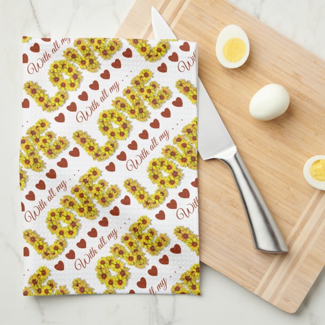 Sunflower Love Kitchen Towel Kökshandduk (Vikt i Fjärdedel)