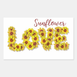 Sunflower Love Sticker Rektangulärt Klistermärke