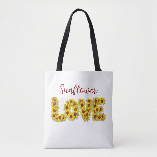 Sunflower Love Tote Bag Tygkasse (Framsida)
