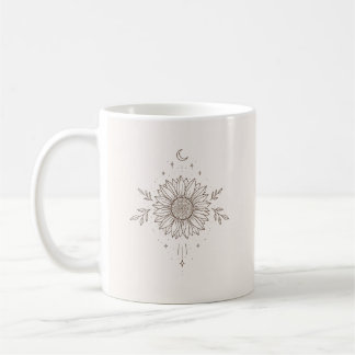 Sunflower Moon Line Art Kaffemugg