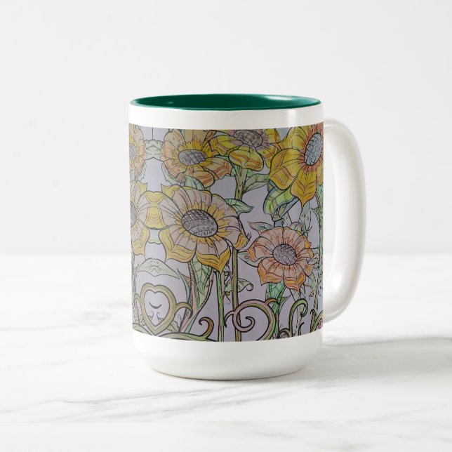 Sunflower Mug Två-Tonad Mugg (Framsida höger)