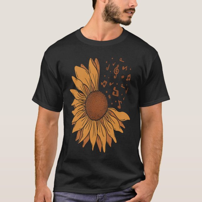 Sunflower Music Note  Cute Sun Flower   Teacher T Shirt (Framsida)