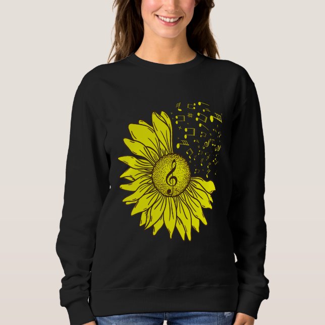 Sunflower Musical Instrument Music Notes Flower    T Shirt (Framsida)