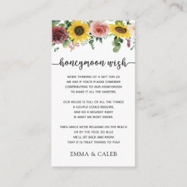 Sunflower och Rosor Smekmånad Önskar Inneslutnings Tilläggskort