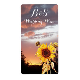 SUNFLOWER OCH SOMMER SUNSET BRÖLLOP VIN MONOGRAM FRAKTSEDEL