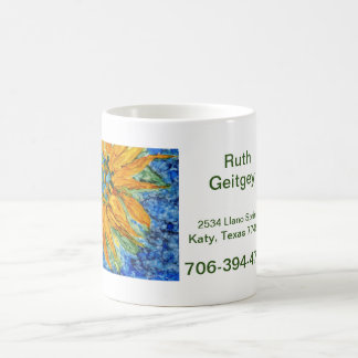 Sunflower on  Burst of  Blue background Label Kaffemugg