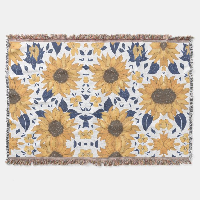 Sunflower pattern cozy Blanket for New Home Filt (Framsidan)