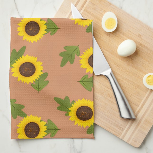 Sunflower Pattern Design – Cute Floral Aesthetic Kökshandduk (Vikt i Fjärdedel)
