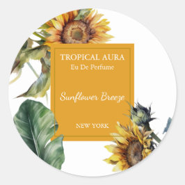 Sunflower Perfume Label Runt Klistermärke