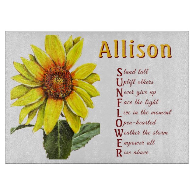 Sunflower Positive Encouragement Cutting Board (Framsidan)