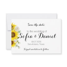 Sunflower rose wedding photo Save The Date Card