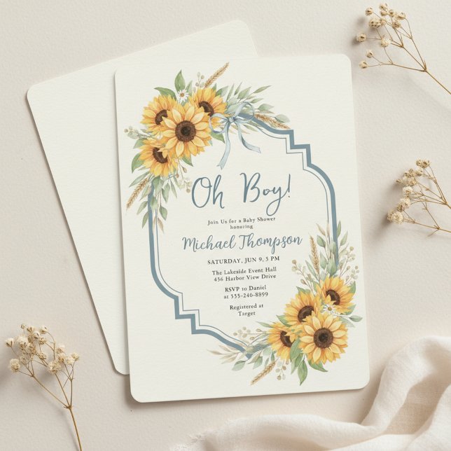 Sunflower Rustic Baby Shower Invitation Inbjudningar (Skapare uppladdad)