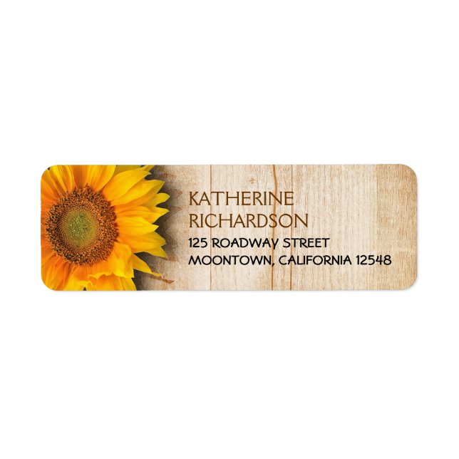 SUNFLOWER RUSTIC LAND RETURETIKETTER RETURADRESS ETIKETT (Framsidan)