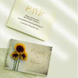 Sunflower Rustic Modern Typografi Bröllop RSVP Inbjudningar
