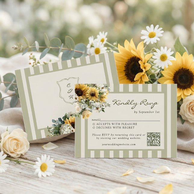 Sunflower Rustic Wedding QR Code OSA Kort (Skapare uppladdad)