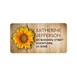 SUNFLOWER RUSTIC WOOD-ADRESSETIKETTER ADRESSETIKETT