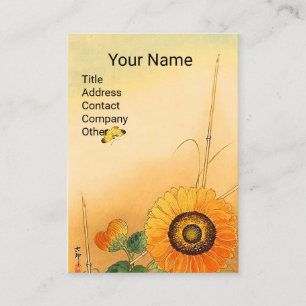 SUNFLOWER,SMÖJLIGT,GRÖNT LÄMNAR japansk Blommig Visitkort