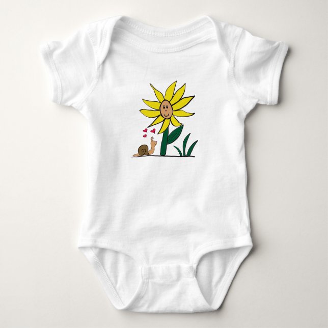 "Sunflower Snail Little Friends" T Shirt (Framsida)
