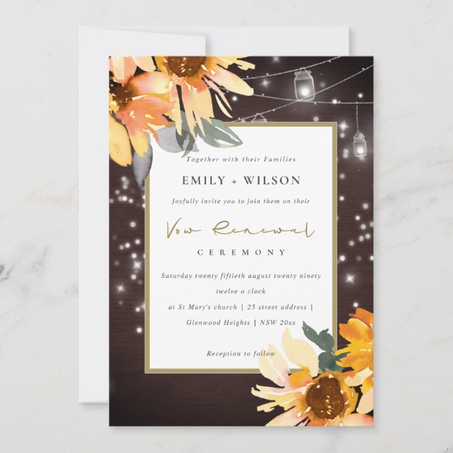 SUNFLOWER STARRY MASON BURK WOOD VOW RENEWAL INBJU TACK KORT (Framsida)