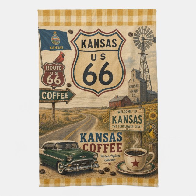 Sunflower State Coffee Kitchen Americana Kökshandduk (Vertikal)