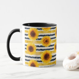 Sunflower Stripes Navy & Yellow  Mugg