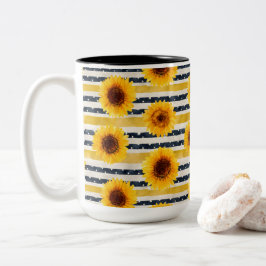 Sunflower Stripes Navy & Yellow  Två-Tonad Mugg