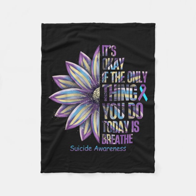 Sunflower Suicide Prevention Awareness Week Teal P Fleecefilt (Framsidan)