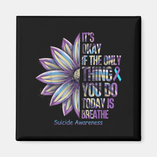 Sunflower Suicide Prevention Awareness Week Teal P Magnet (Framsidan)