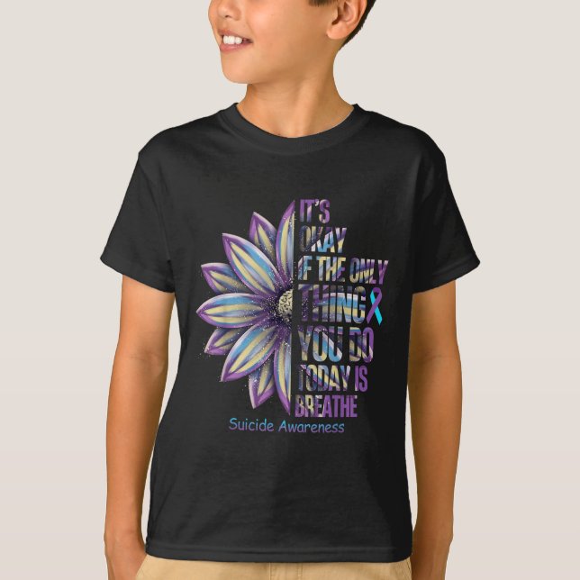 Sunflower Suicide Prevention Awareness Week Teal P T Shirt (Framsida)
