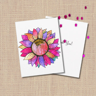 Sunflower Summer Floral Party Pink & Purple Tack Kort