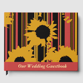 Sunflower Summer Gold Red Wedding Photo Gästböcker